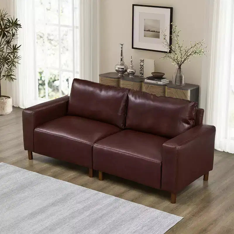 GDFStudio Melvin 78,5 Canapé deux places de style moderne du milieu du siècle en similicuir