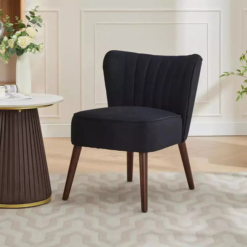 Chaise d'appoint moderne sans accoudoirs - Chaise longue et de salle à manger capitonnée de style Mid-Century avec pieds en bois brut pour le salon, la chambre, le bureau et la coiffeuse