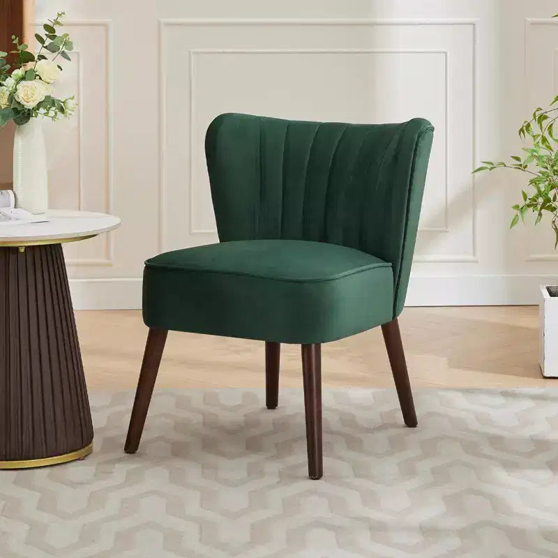 Chaise d'appoint moderne sans accoudoirs - Chaise longue et de salle à manger capitonnée de style Mid-Century avec pieds en bois brut pour le salon, la chambre, le bureau et la coiffeuse
