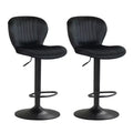 Costway Bar Stools Set of 2/4 with Velvet Upholstered Backrests Padded Seats Metal Footrests Black/Gray + Black