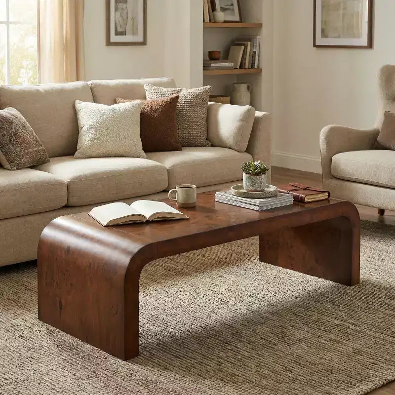 Table basse Christopher Knight Home Arden, moderne, avec cascade et bords incurvés