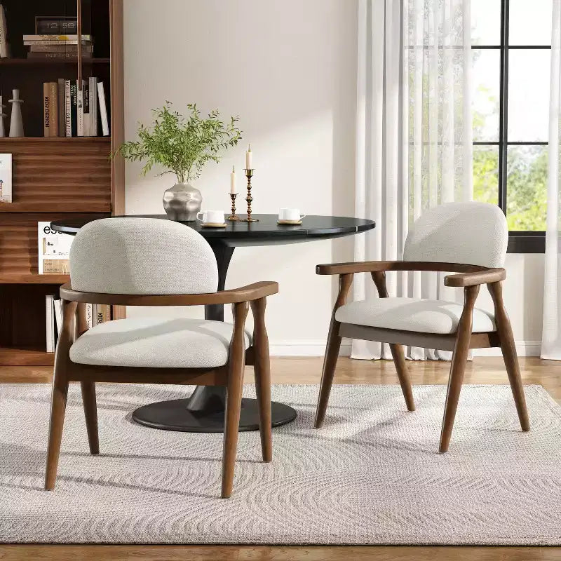Christopher Knight Home Cedric Chaises de salle à manger rembourrées en bois d'hévéa de style fermier avec dossier incurvé (lot de 2)