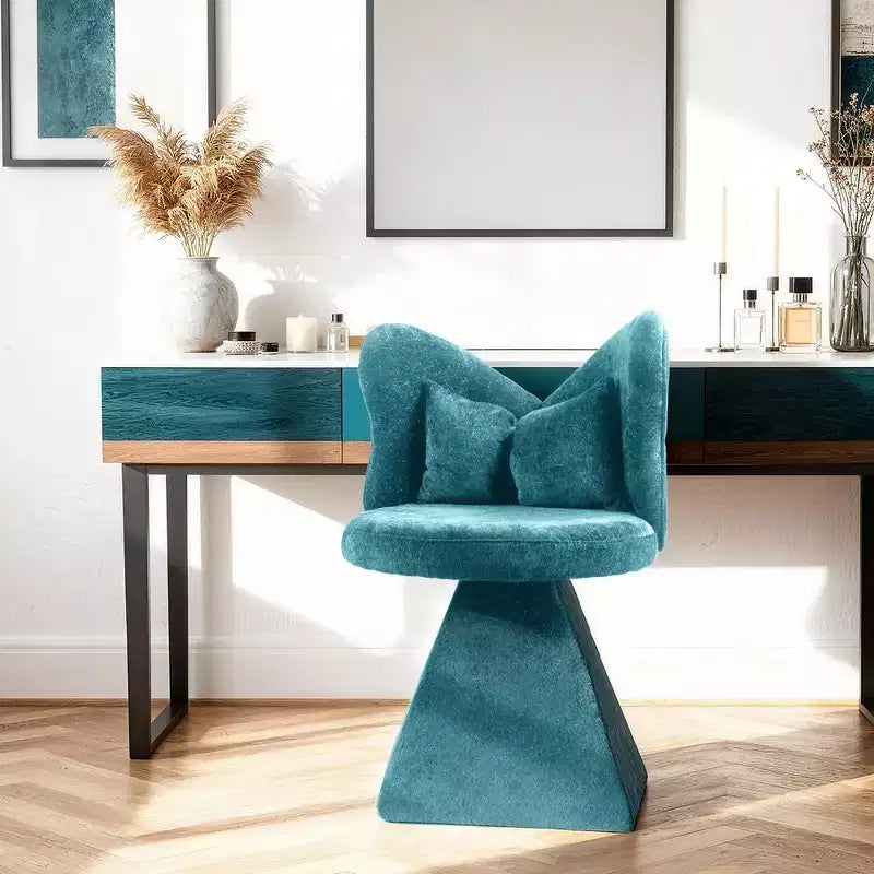 Chaise de vanité élégante Whisen avec dossier papillon, Chaise de coiffeuse moderne, Tabouret de maquillage, Chaise pivotante d'appoint, Chaises de salle à manger