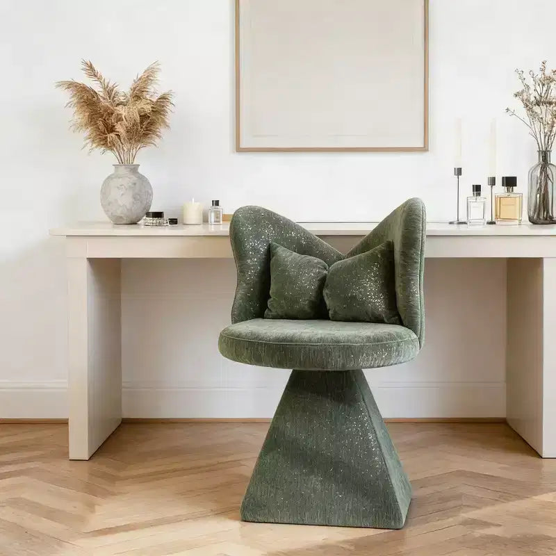 Chaise de vanité élégante Whisen avec dossier papillon, Chaise de coiffeuse moderne, Tabouret de maquillage, Chaise pivotante d'appoint, Chaises de salle à manger