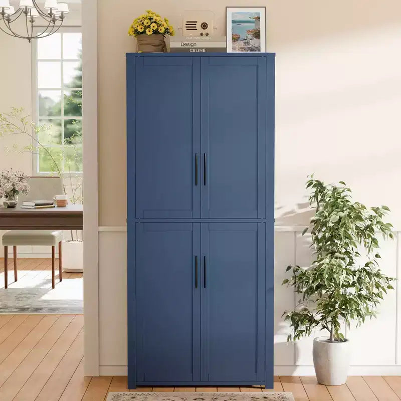 PexFix Armoire de cuisine autoportante avec 4 portes et étagères réglables, organisateur de rangement utilitaire au sol