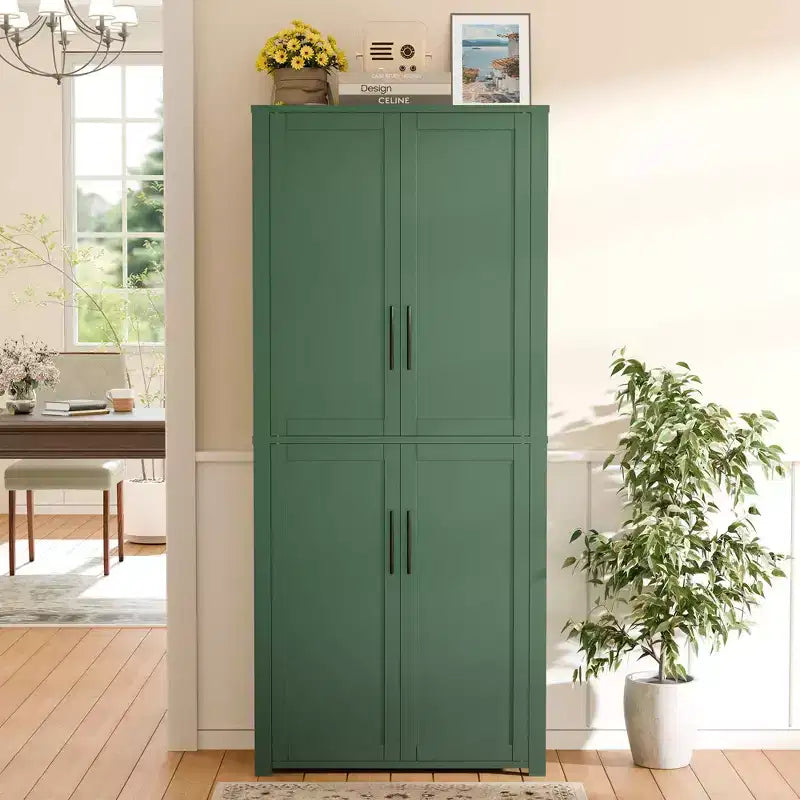 PexFix Armoire de cuisine autoportante avec 4 portes et étagères réglables, organisateur de rangement utilitaire au sol