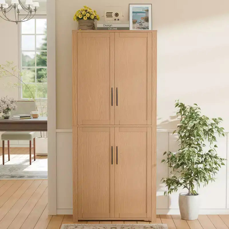 PexFix Armoire de cuisine autoportante avec 4 portes et étagères réglables, organisateur de rangement utilitaire au sol