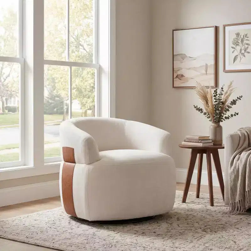 Fauteuil d'appoint pivotant moderne Christopher Knight Home Suroi avec cadre en bois et pieds en métal
