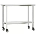 vidaXL Kitchen Work Table with Wheels 32.5x11.8x33.5 Stainless Steel