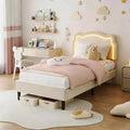 Twin Upholstered LED Bed Frame with Headboard for Kids