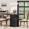 47 Round Modern Dining Table for 4 with 2-Tier Storage Shelf and Sliding Wood Door, Space-Saving Kitchen & Dining Room Table for Apartment