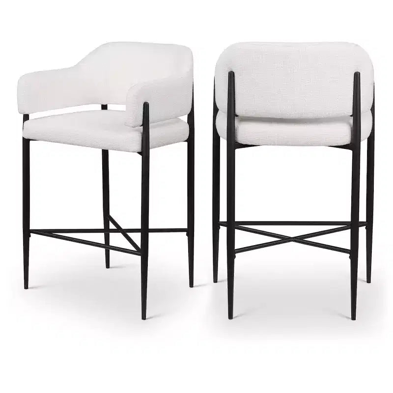 Tabouret de comptoir en tissu rembourré Meridian Furniture Dame, ensemble de 2