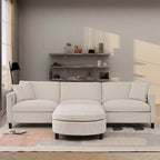 Canapé spacieux 4 places beige 107,87 avec pouf mobile