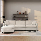 Canapé spacieux 4 places beige 107,87 avec pouf mobile
