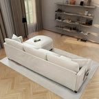 Canapé spacieux 4 places beige 107,87 avec pouf mobile