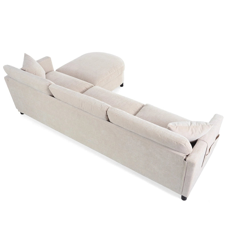 Canapé spacieux 4 places beige 107,87 avec pouf mobile