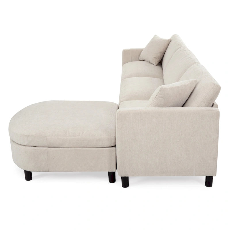 Canapé spacieux 4 places beige 107,87 avec pouf mobile