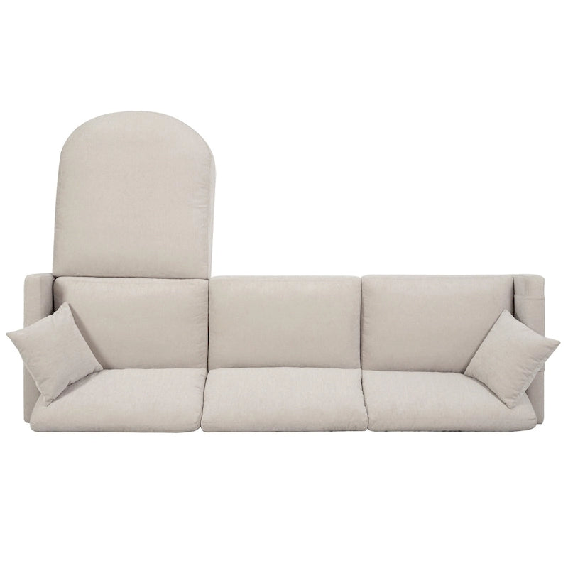 Canapé spacieux 4 places beige 107,87 avec pouf mobile
