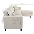 Canapé spacieux 4 places beige 107,87 avec pouf mobile