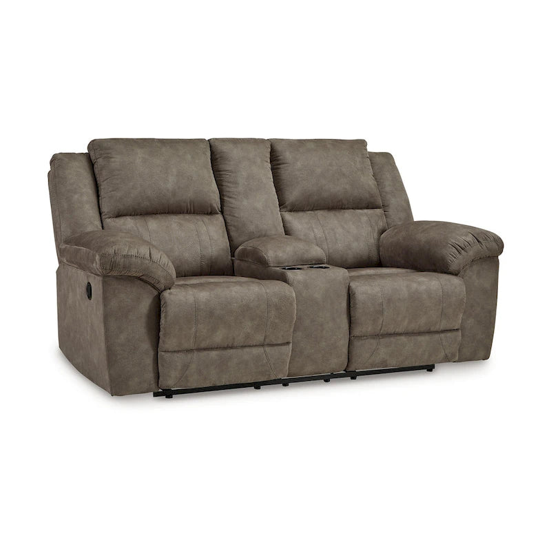 Causeuse inclinable double manuelle surdimensionnée en similicuir marron