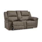 Causeuse inclinable double manuelle surdimensionnée en similicuir marron