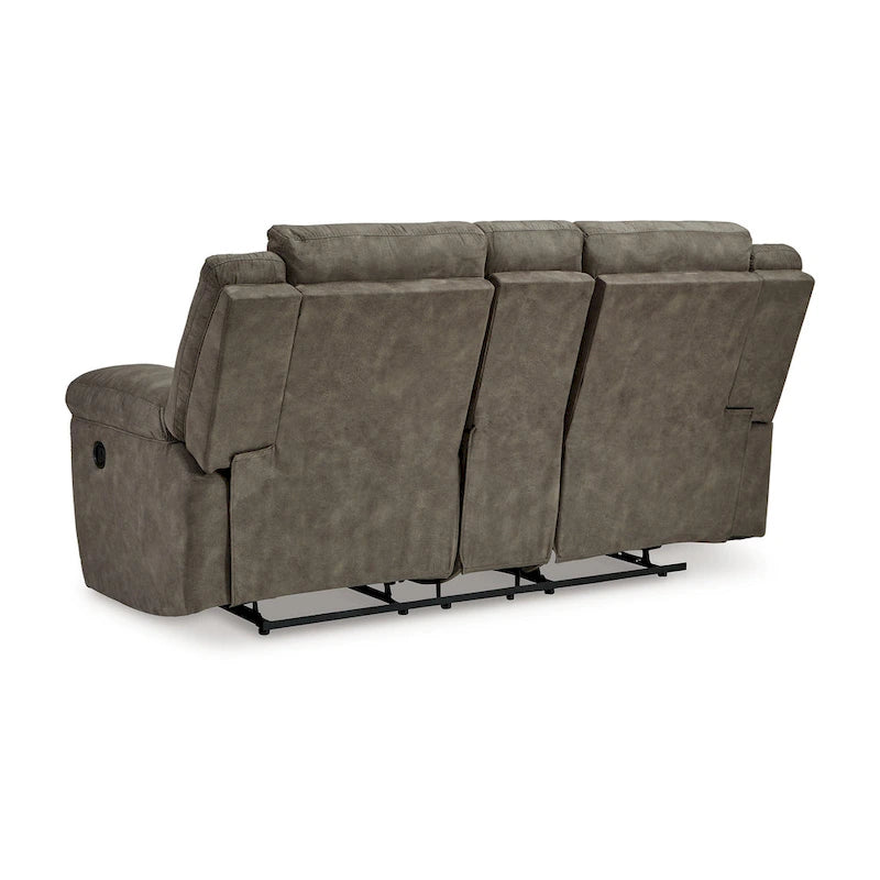 Causeuse inclinable double manuelle surdimensionnée en similicuir marron