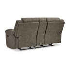 Causeuse inclinable double manuelle surdimensionnée en similicuir marron