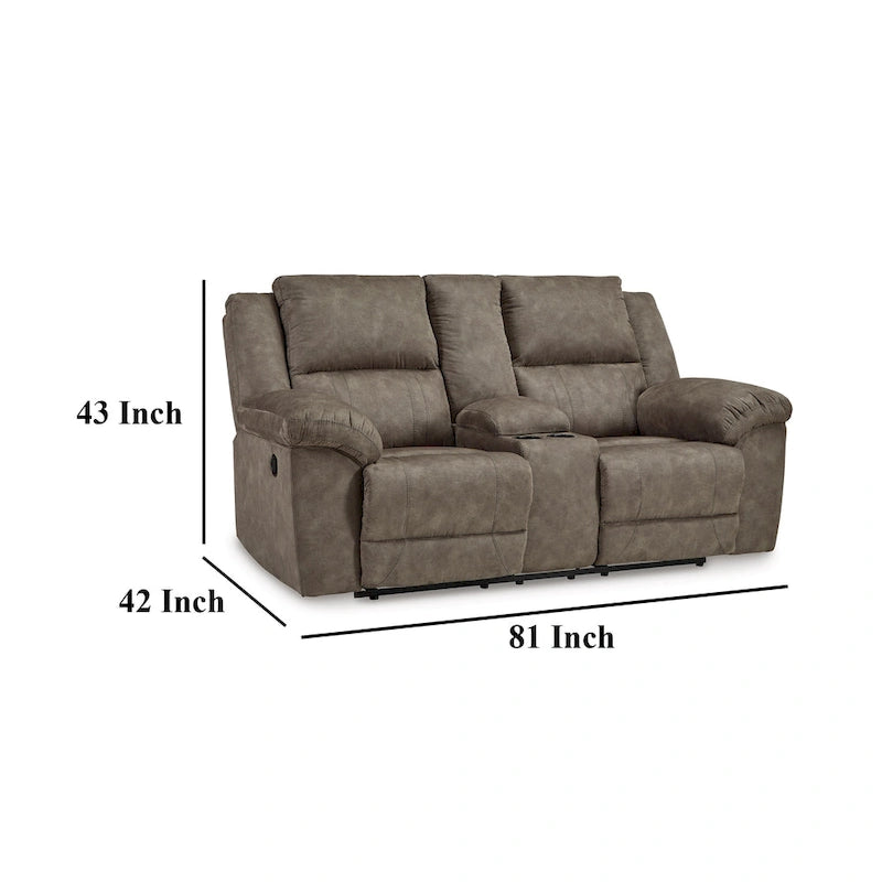Causeuse inclinable double manuelle surdimensionnée en similicuir marron