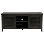 Meuble TV, 2 portes et étagères, bois noir 60 pouces