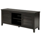 Meuble TV, 2 portes et étagères, bois noir 60 pouces