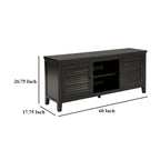 Meuble TV, 2 portes et étagères, bois noir 60 pouces
