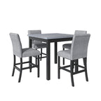 Table de salle à manger hauteur comptoir 5 pièces avec table rectangulaire et 4 chaises rembourrées à dossier haut