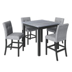 Table de salle à manger hauteur comptoir 5 pièces avec table rectangulaire et 4 chaises rembourrées à dossier haut