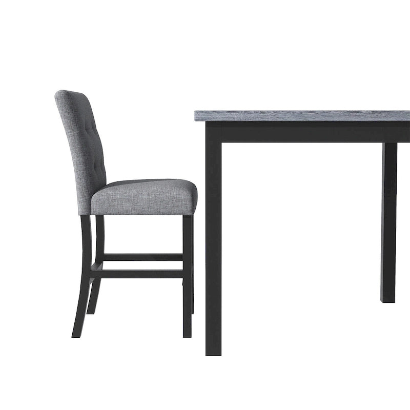 Table de salle à manger hauteur comptoir 5 pièces avec table rectangulaire et 4 chaises rembourrées à dossier haut