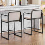 Tabouret de bar moderne rembourré à hauteur de comptoir avec accoudoirs, piètement en métal et assise matelassée (2 tabourets)