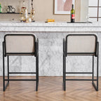 Tabouret de bar moderne rembourré à hauteur de comptoir avec accoudoirs, piètement en métal et assise matelassée (2 tabourets)