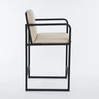 Tabouret de bar moderne rembourré à hauteur de comptoir avec accoudoirs, piètement en métal et assise matelassée (2 tabourets)