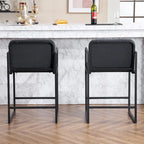 Tabouret de bar moderne rembourré à hauteur de comptoir avec accoudoirs, piètement en métal et assise matelassée (2 tabourets)