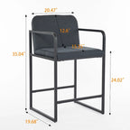 Tabouret de bar moderne rembourré à hauteur de comptoir avec accoudoirs, piètement en métal et assise matelassée (2 tabourets)