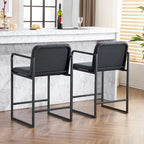 Tabouret de bar moderne rembourré à hauteur de comptoir avec accoudoirs, piètement en métal et assise matelassée (2 tabourets)