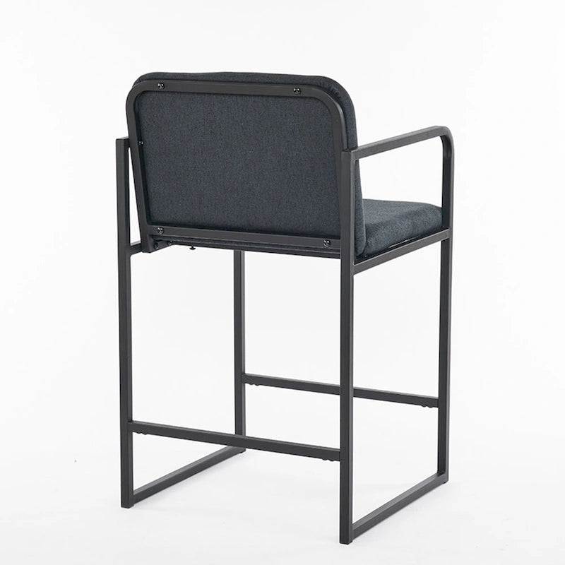 Tabouret de bar moderne rembourré à hauteur de comptoir avec accoudoirs, piètement en métal et assise matelassée (2 tabourets)