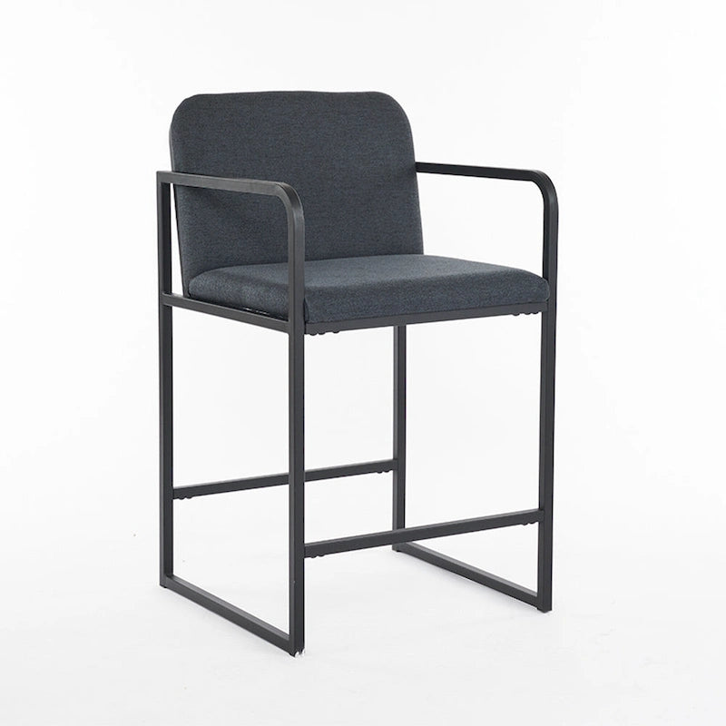 Tabouret de bar moderne rembourré à hauteur de comptoir avec accoudoirs, piètement en métal et assise matelassée (2 tabourets)