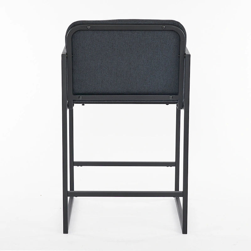 Tabouret de bar moderne rembourré à hauteur de comptoir avec accoudoirs, piètement en métal et assise matelassée (2 tabourets)