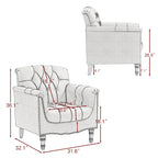 Fauteuils d'appoint en cuir végétalien capitonnés (2 chaises), Fauteuil avec garniture cloutée