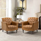Fauteuils d'appoint en cuir végétalien capitonnés (2 chaises), Fauteuil avec garniture cloutée