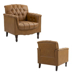 Fauteuils d'appoint en cuir végétalien capitonnés (2 chaises), Fauteuil avec garniture cloutée