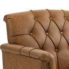 Fauteuils d'appoint en cuir végétalien capitonnés (2 chaises), Fauteuil avec garniture cloutée