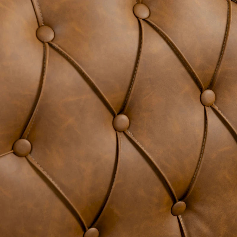 Fauteuils d'appoint en cuir végétalien capitonnés (2 chaises), Fauteuil avec garniture cloutée