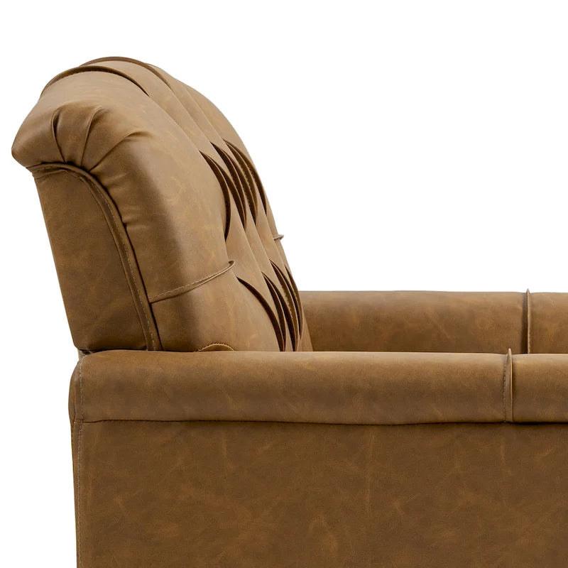 Fauteuils d'appoint en cuir végétalien capitonnés (2 chaises), Fauteuil avec garniture cloutée