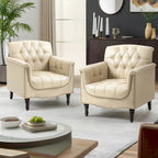 Fauteuils d'appoint en cuir végétalien capitonnés (2 chaises), Fauteuil avec garniture cloutée